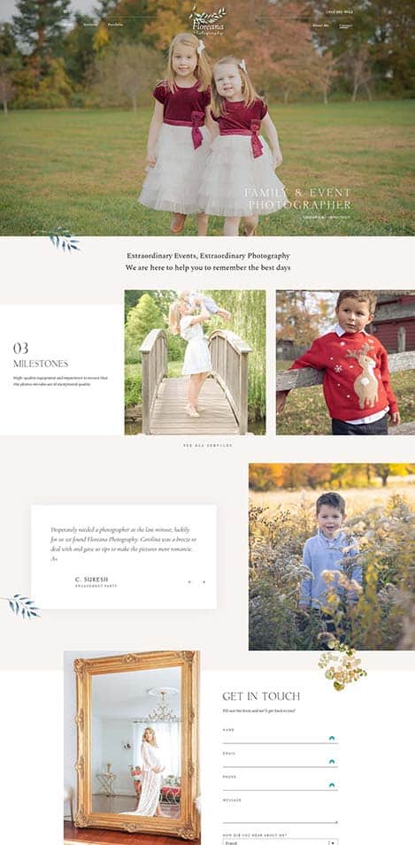 Greenwich based Professional Photographer Web Design - floral design