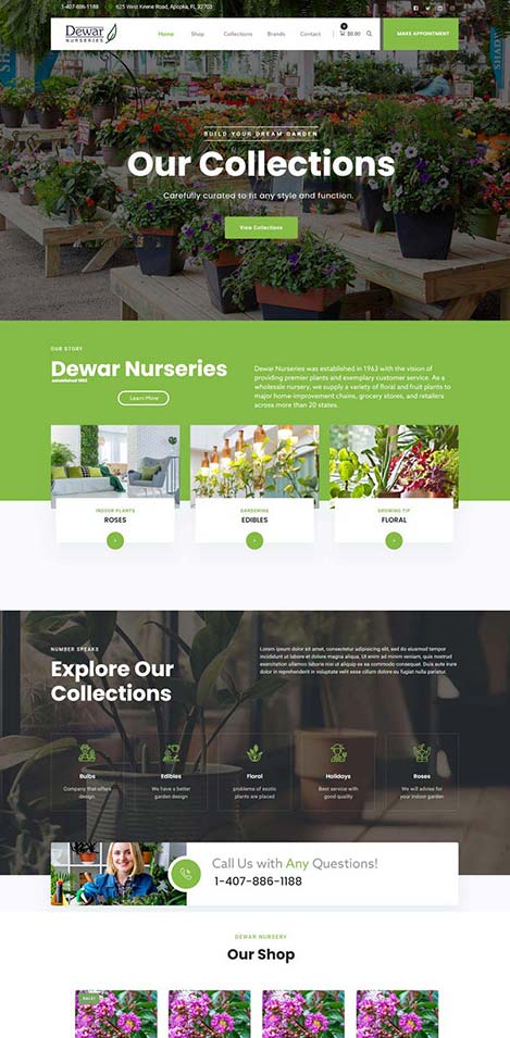 Plant Nursery eCommerce Website Design - Green Accent Store- Rocket Web Designer