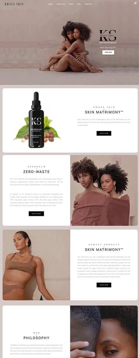Earthy Toned Cosmetic Line - Clean, modern layout - Product Showcase - Rocket Web Designer